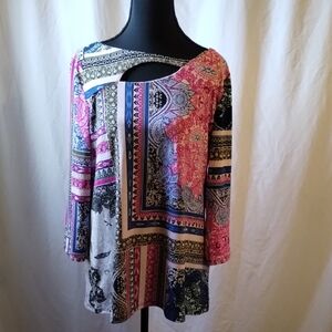 JM Collection Multicolor Patterned Blouse